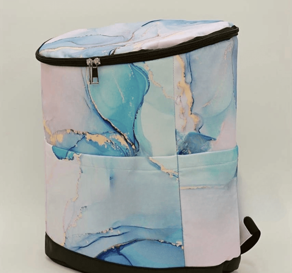 Chic Cooler Backpack - Blue & Gold Whimsical Marble - Rebel Rain