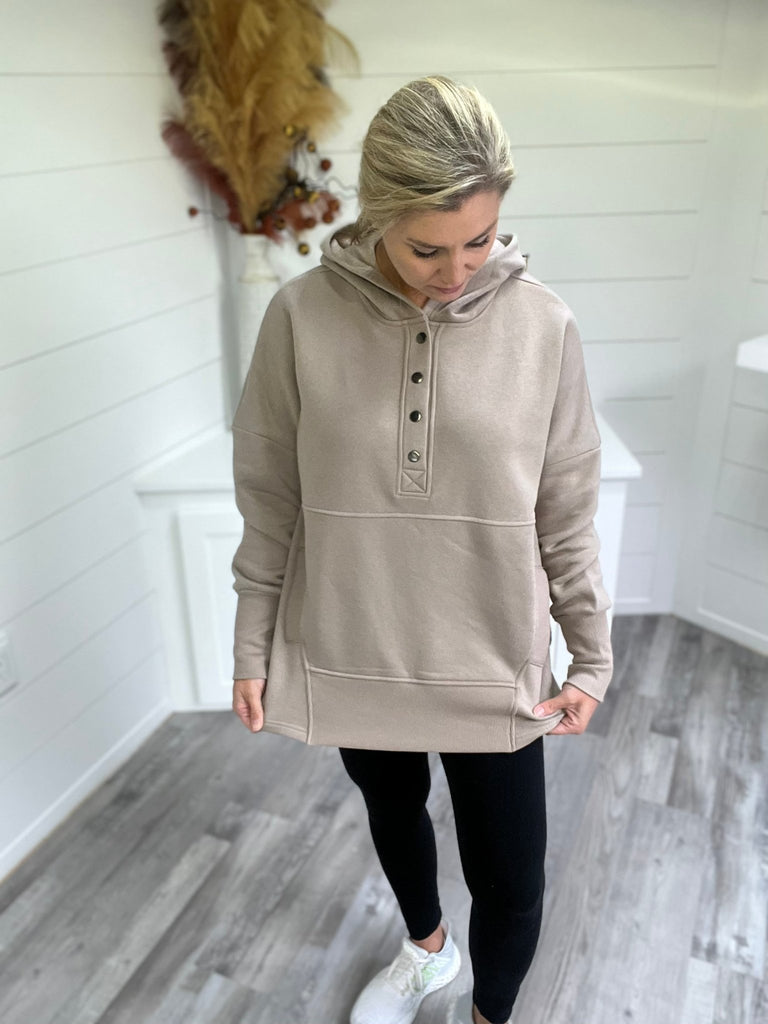 Classy Half Zip Pullover- Mocha - Rebel Rain