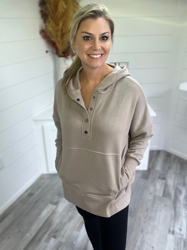 Classy Half Zip Pullover- Mocha - Rebel Rain