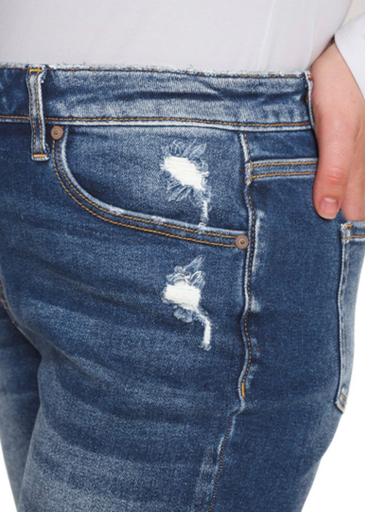 Cristo Cropped Frayed Denim-Plus - Rebel Rain