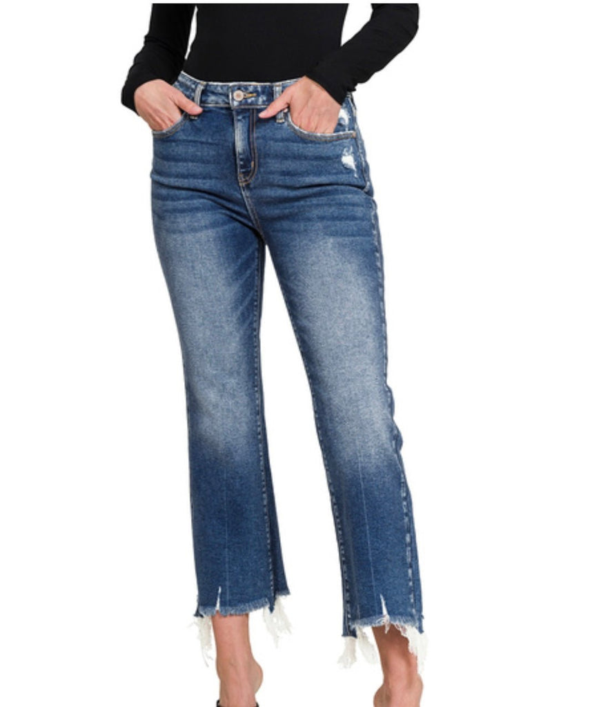 Cropped Dark Wash Denim - Rebel Rain