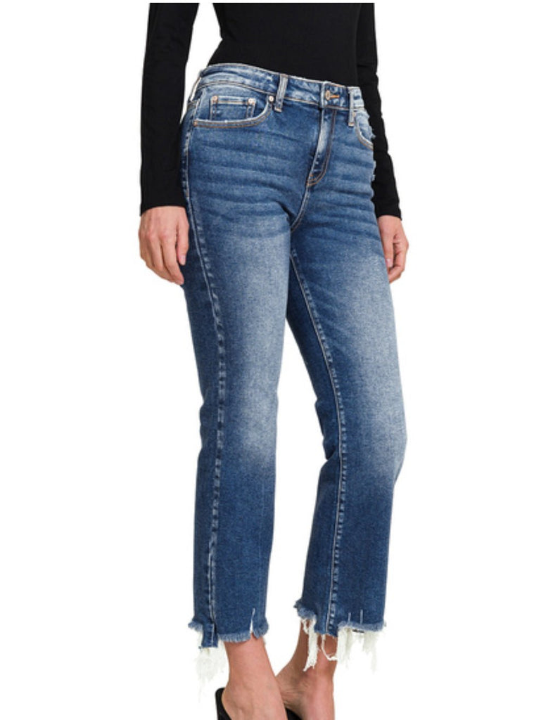 Cropped Dark Wash Denim - Rebel Rain