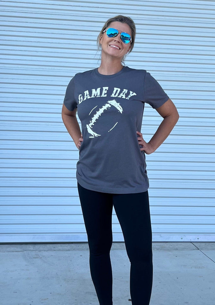 Football Game Day Tee-Charcoal - Rebel Rain