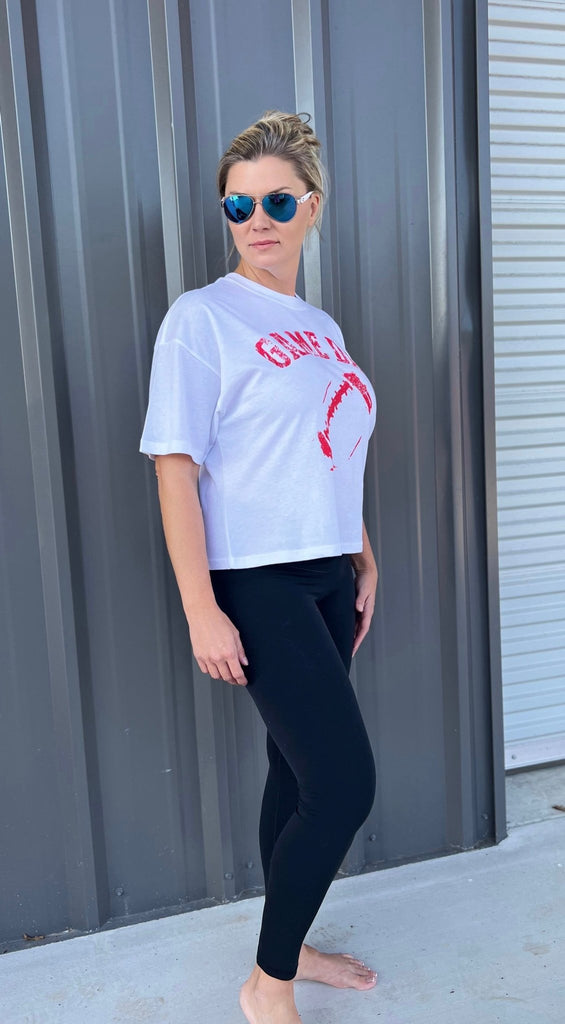 Game Day Cropped Tee-Red - Rebel Rain