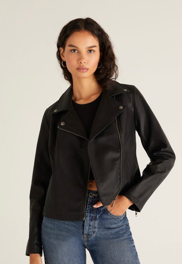 Hello Moto Faux Leather Jacket - Rebel Rain