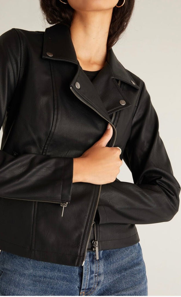 Hello Moto Faux Leather Jacket - Rebel Rain