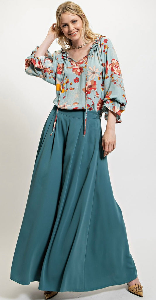 Latte Blue Floral Blouse - Rebel Rain