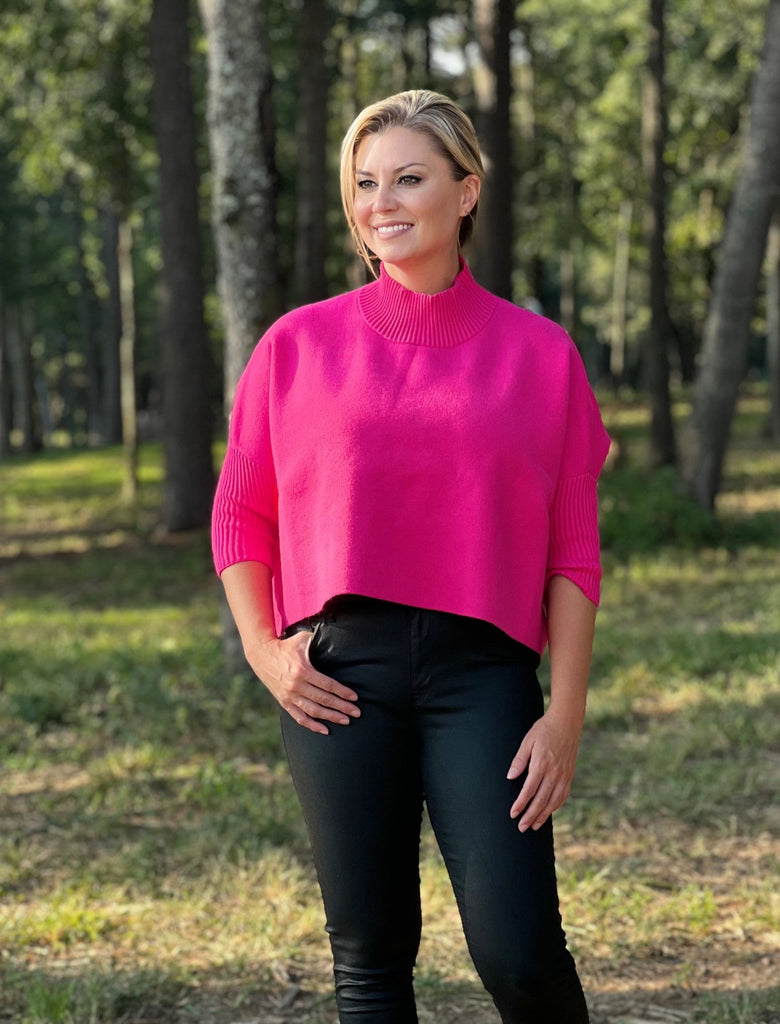 Luxury Cadence Sweater-Hot Pink - Rebel Rain