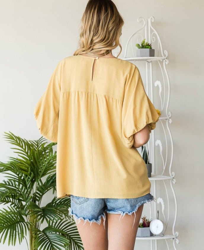 Pin Tucked Blouse-Mustard - Rebel Rain