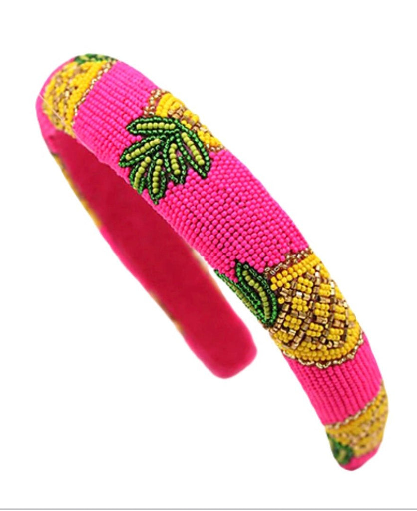 Pink Beaded Pineapple Headband - Rebel Rain