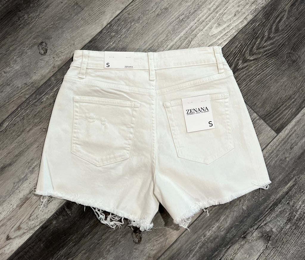 Raw Hem White Short - Rebel Rain