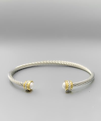 Silver Cable Pearl Bracelet - Rebel Rain