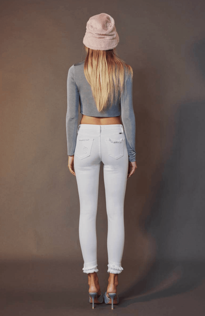 White Distressed Ankle Skinny - Rebel Rain